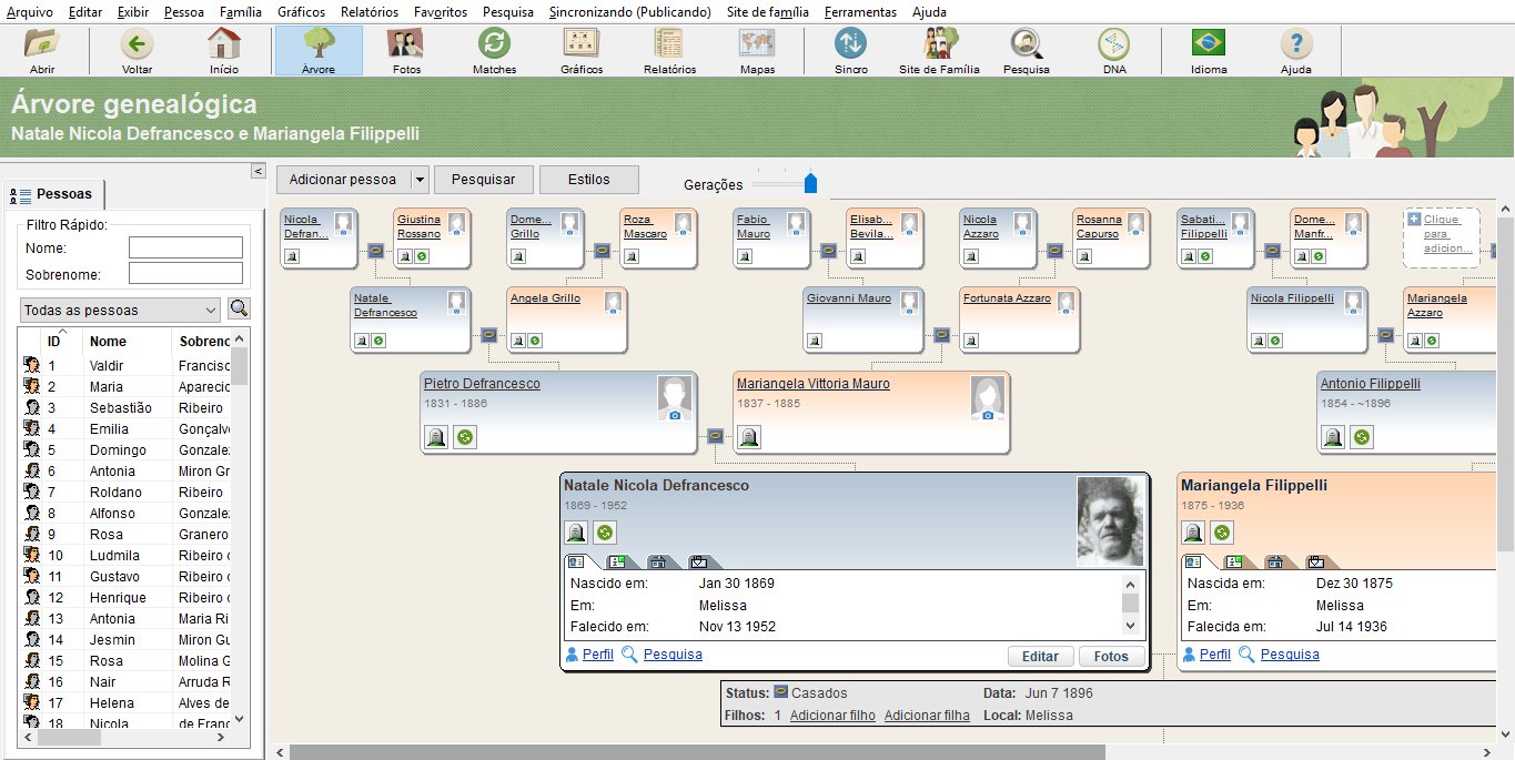 Visual do MyHeritage Family Tree Builder