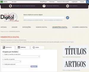 Busca no site da Hemeroteca Digital da Biblioteca Nacional (Reprodução)