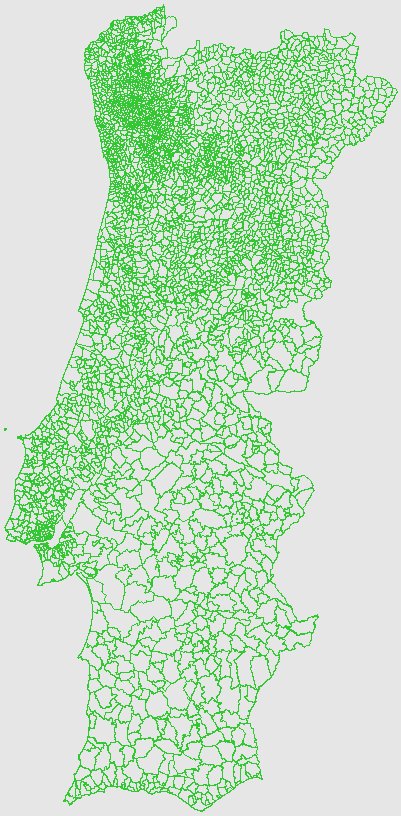 Distritos de Portugal. Mapa das divisões administrativas regionais